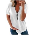 thumbnail image 1 of B91xZ Vêtements d'Été Femmes Manches Courtes Col Rond T-Shirt, Blanc L, 1 of 4