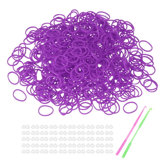 Uxcell 1200 Pcs Loom Rubber Bands Kit with 50 Pcs S-Clips 2-Hooks Rubber Bands Refill Bracelet Making Kits for Weaving DIY Handcrafts Gift, Fluorescent Purple