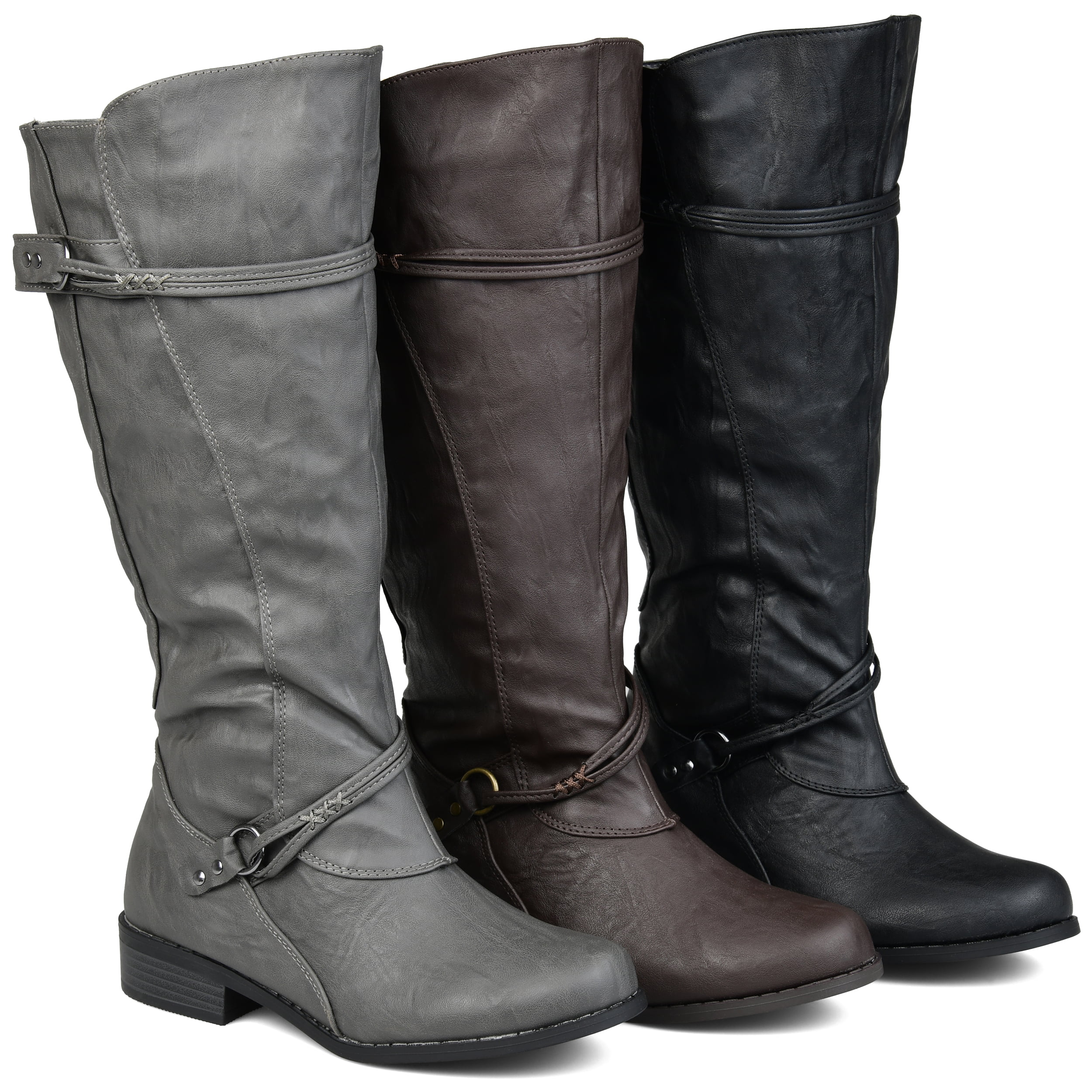real leather wide calf riding boots