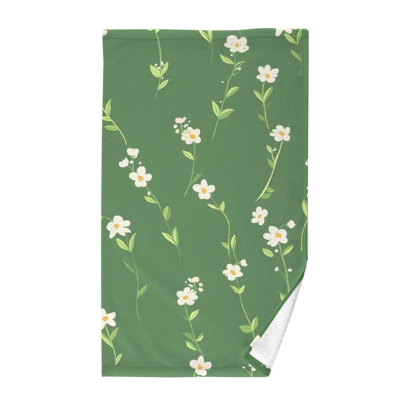 Floral on Green Cotton Face Towels Absorbent Hand Towel Soft Bathroom Towel for Kitchen Hotel Decoration