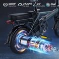 thumbnail image 5 of PORORO DC60 Folding Electric Bike, 14" E-Bikes for Adults, 500W Electric Commuter Bicycle 48V 10.4 Ah Removable Battery, Max Speed 20Mph, Green, 5 of 8