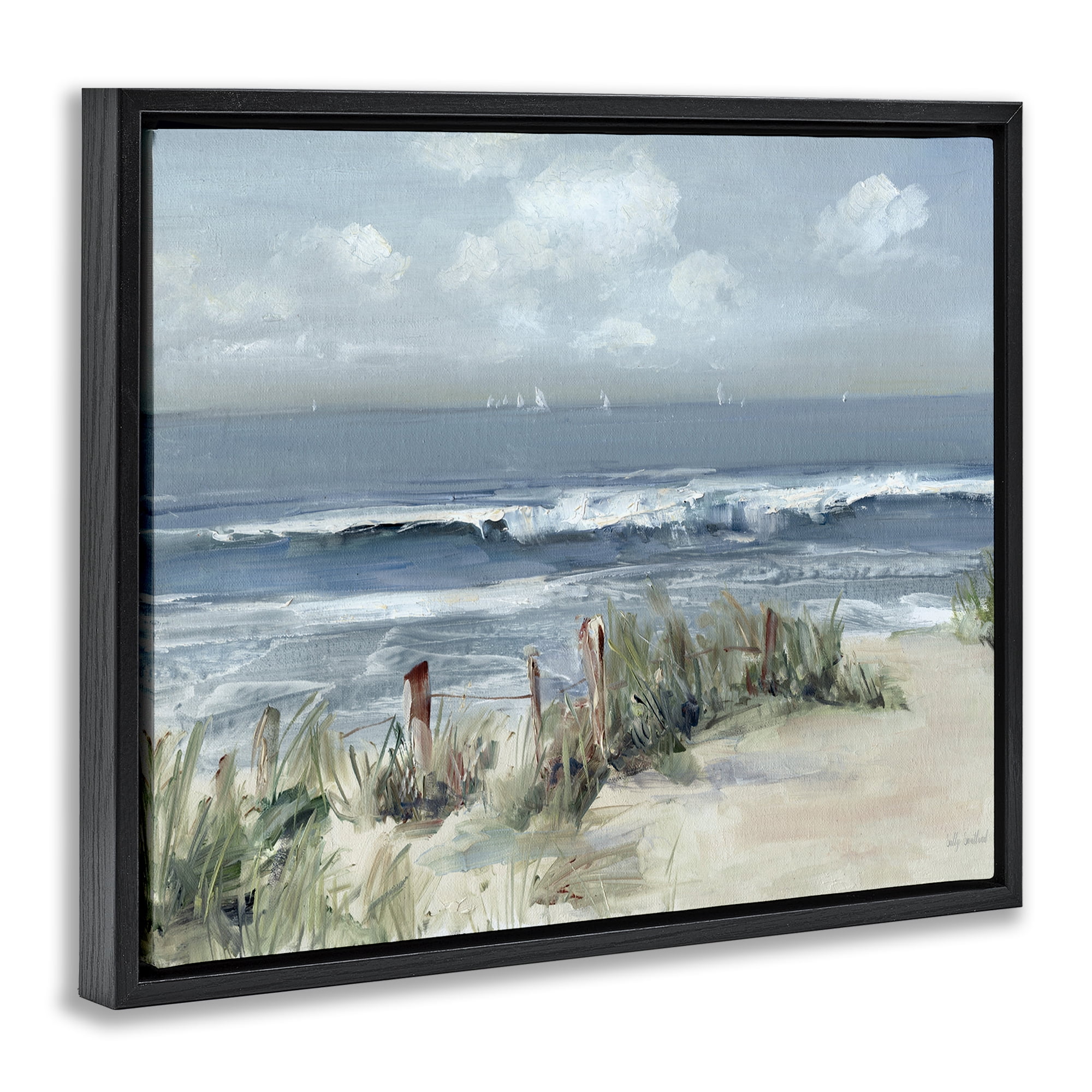 Stupell Industries Brushed Expression of Coast Black Framed Floater Canvas Wall Art, design by Sally Swatland