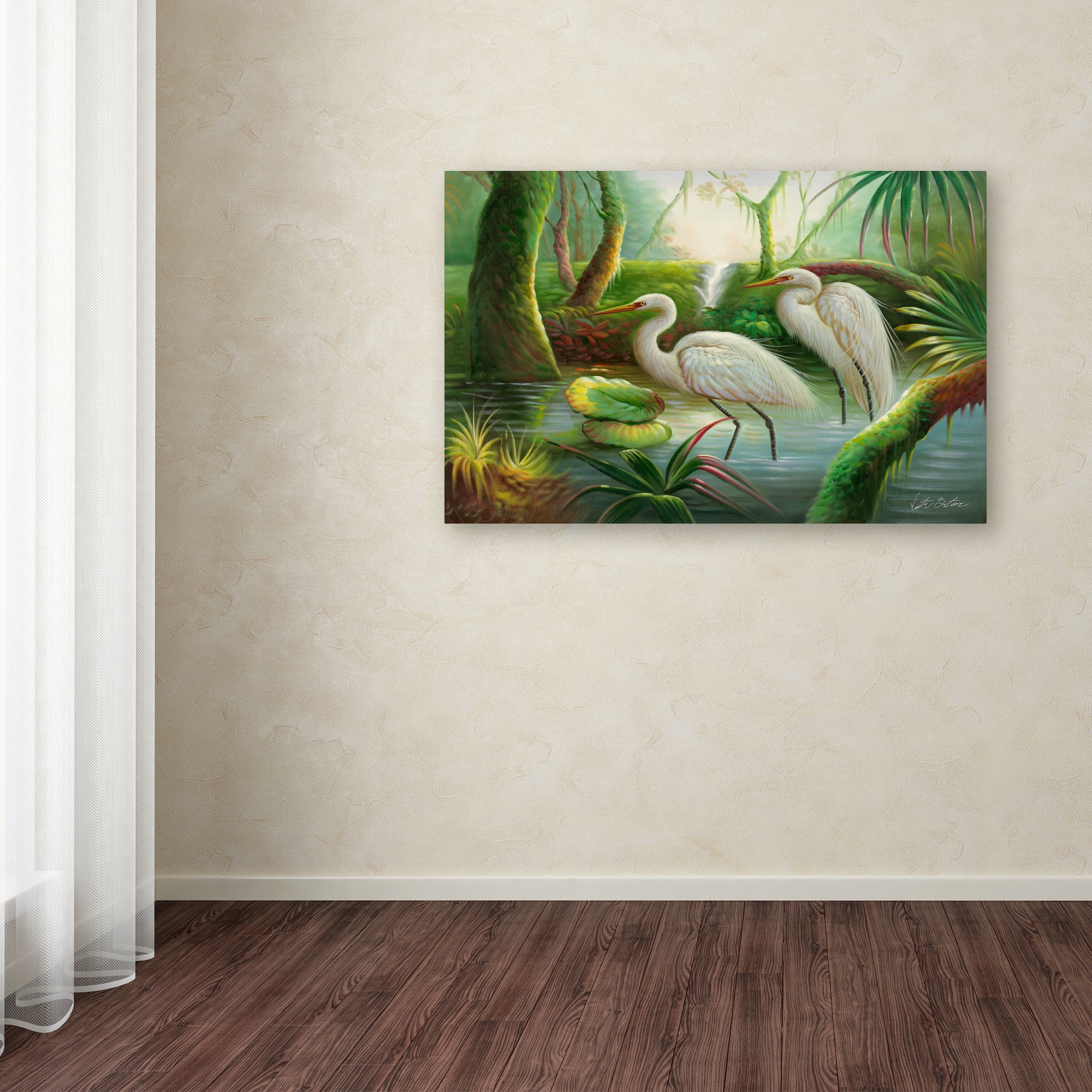 Trademark Fine Art "Two Herons" Canvas Art by Victor Giton