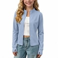 thumbnail image 3 of Mitankcoo Girls Mock Neck Zip Up Jacket Slim Long Sleeve Athletic Coat with Thumb Holes Lightweight Casual Outerwear 3-15Y, 3 of 7