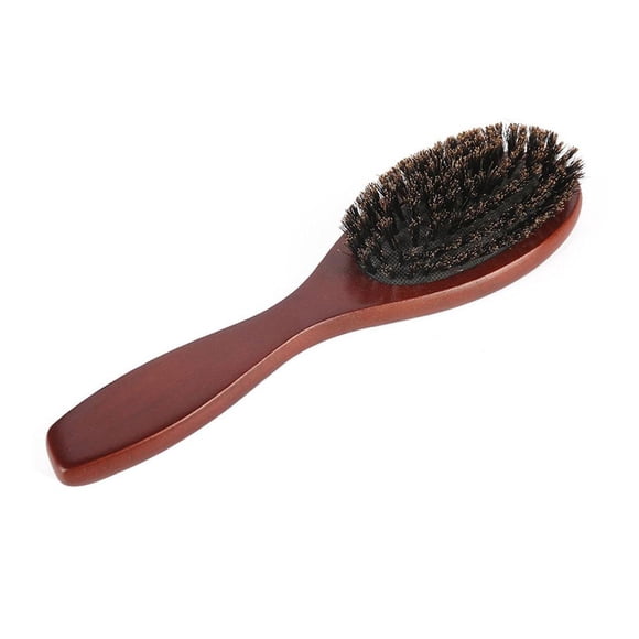 ODOMY Brosse à Cheveux Ovale en Poils Naturels Doux en Bois de Sanglier 8.66, Démêlante, Technologie Antistatique, Marron