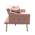 thumbnail image 6 of Convertible Velvet Futon Sofa Bed Modern European Style Loveseat Accent Sofa Tufted Button Back Sleeper Sofa Comfy Couch For Living Room Bedroom Guest Room Furniture, Pink, 6 of 7