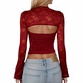 thumbnail image 3 of Adeawade Womens Tshirts Long Sleeve Solid Color Tops Round Neck Classic Tee Daily Wear S Red, 3 of 5
