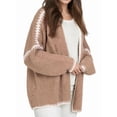 thumbnail image 1 of Women'S Oversized Cardigan Sweaters Fall Long Lantern Sleeve Knit Open Front Khaki M, 1 of 8