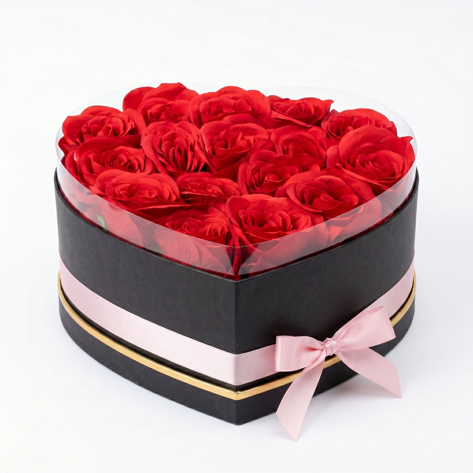 PYY Eternal Preserved Red Roses Heart-Shaped Box – 16 Artificial Flowers for Women – Distinctive Birthday Anniversary Graduation Gift – Home Decor – For Mom Wife Girlfriend