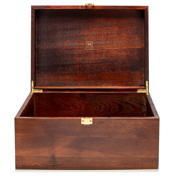 Caja de almacenamiento de madera Woodgenics, tamaño grande, color marrón chocolate