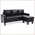thumbnail image 4 of Modern Minimalist Reversible Sectional Sofa Chaise – Perfect for Small Living Rooms | Black | PU | Foam, 4 of 6