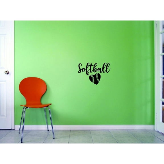 Custom Decals Softball Wall Art Size: 20 X 40 Inches Color: Black