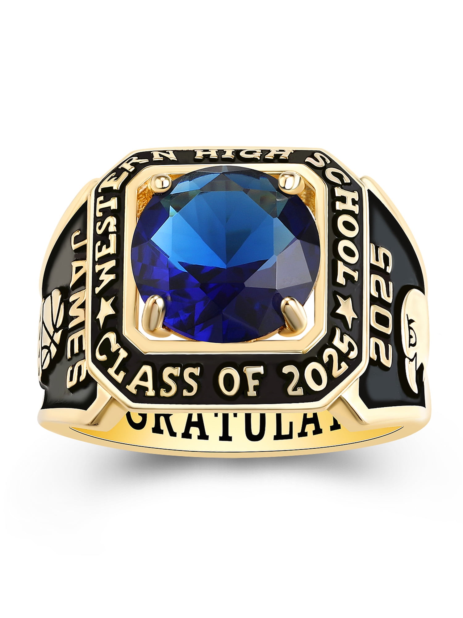 Mementos USA Personalized Men's Class Rings 10kt Yellow Gold for High School and College-Achiever