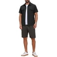thumbnail image 2 of INSPIRE CHIC Men's Solid Cargo Shirt Two Pockets Short Sleeve Utility Shirts XL Black, 2 of 5