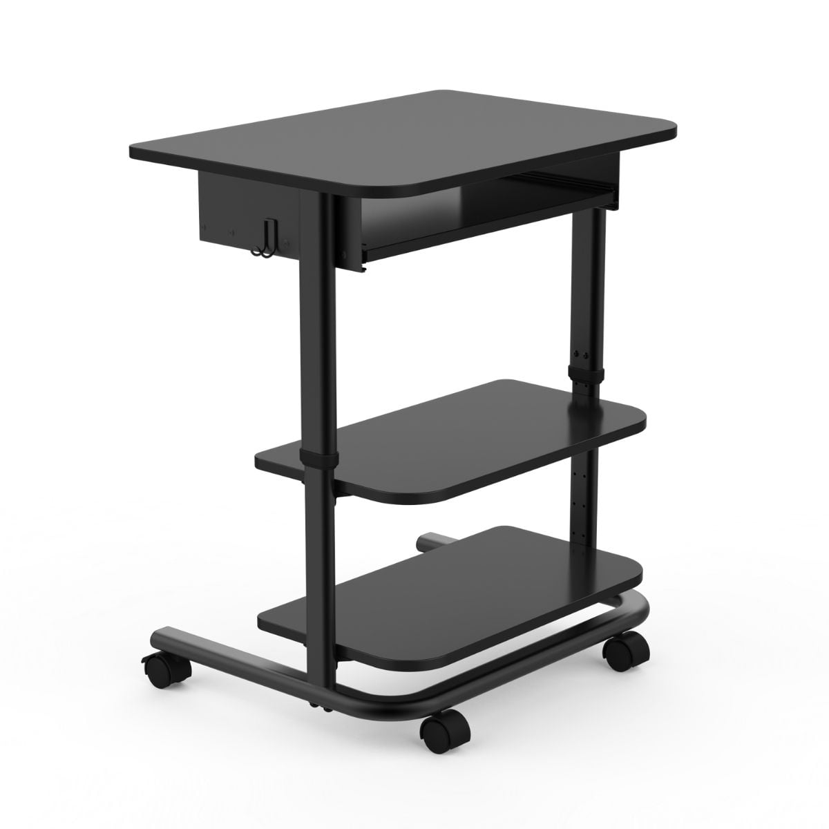 Stand Up Desk Store Adjustable Height Mobile Laptop Workstation with Retractable Keyboard Tray (Black Frame/Black Top, 29” Wide)