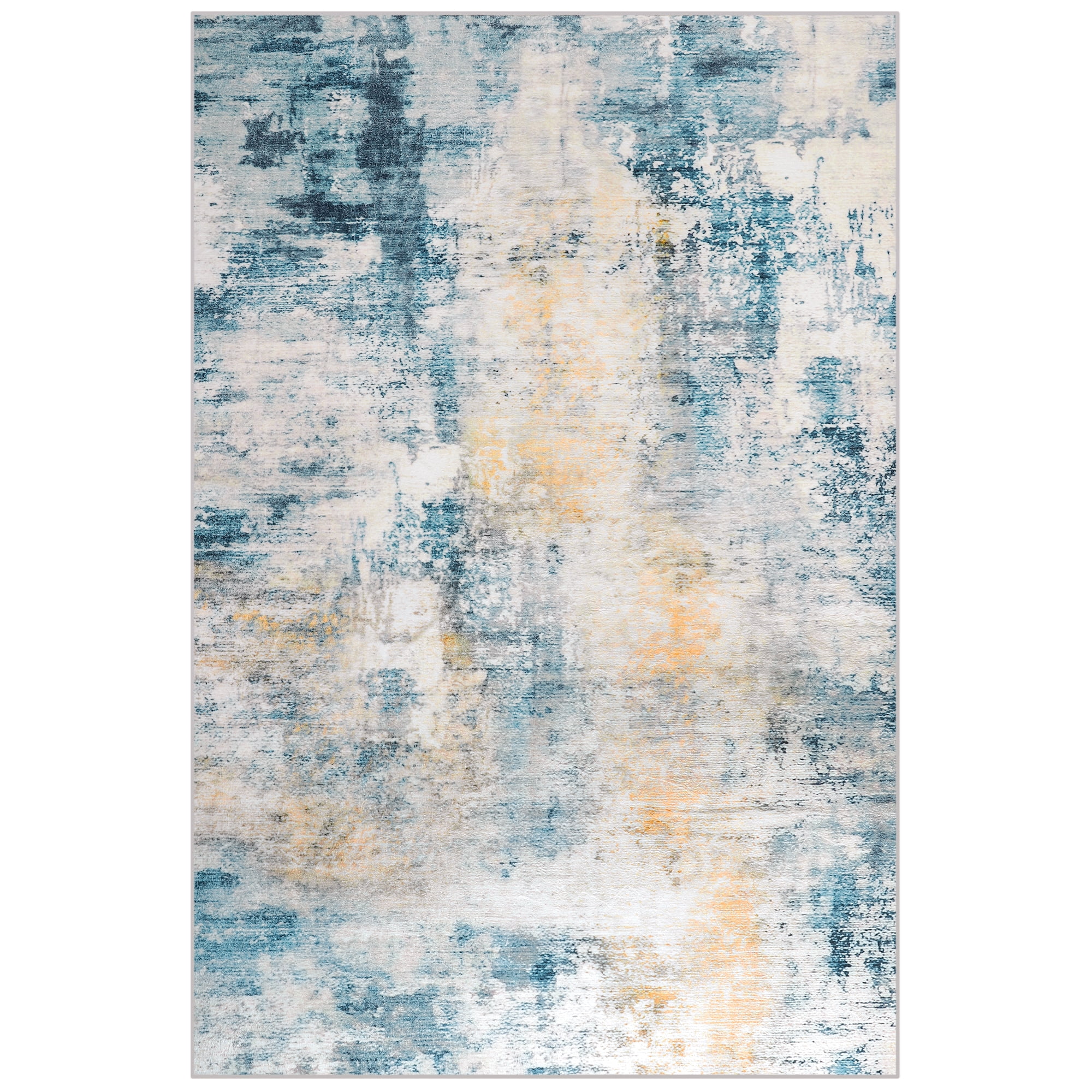 Cydiria Modern Abstract Fuzzy Faux Wool Area Rug,9' x 12', Blue