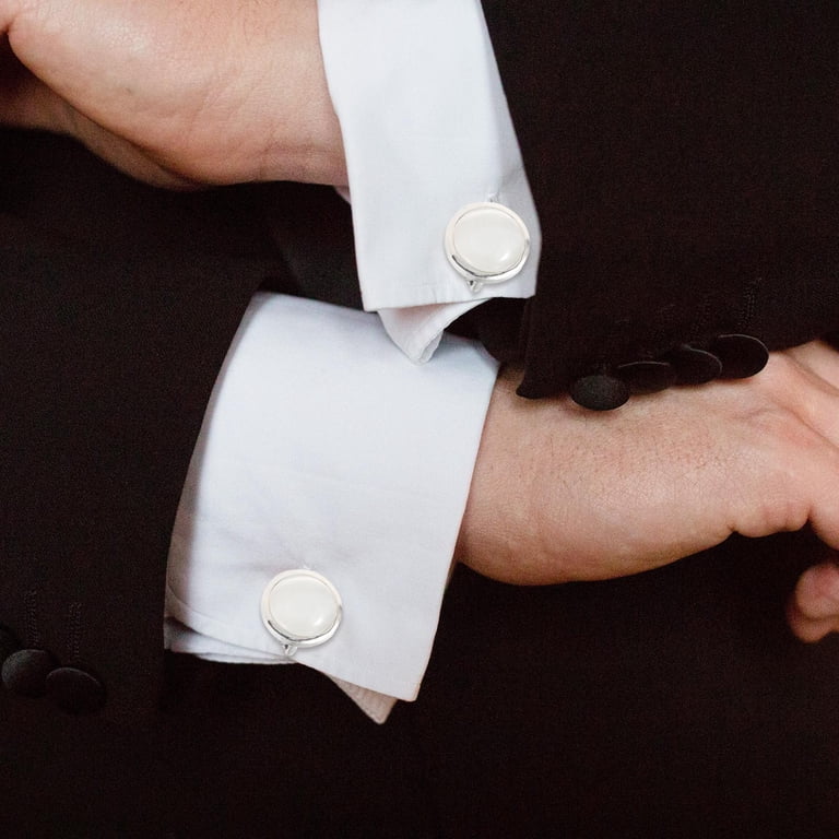 mens white dress shirt cufflinks Mens White Dress Shirt Double Cuff with Cufflinks Easy Iron Cotton Tailored Fit