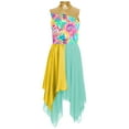 thumbnail image 3 of YiZYiF Women Print Sleeveless Liturgical Praise Dance Worship Tunic Chiffon Asymmetrical Dress Yellow L, 3 of 7