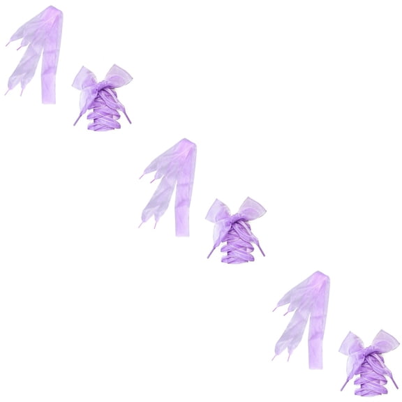 3 Pairs Transparent Shoe Lace for Party Rave Purple Bow Miss Lavender