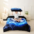 thumbnail image 2 of Castle Fairy Sport Soccer Twin Duvet Cover, Abstract Lightning Twin Bedding, Blue Black,Black Reversible,2pcs,1 Duvet Cover and 1 Pillowcase, 2 of 6