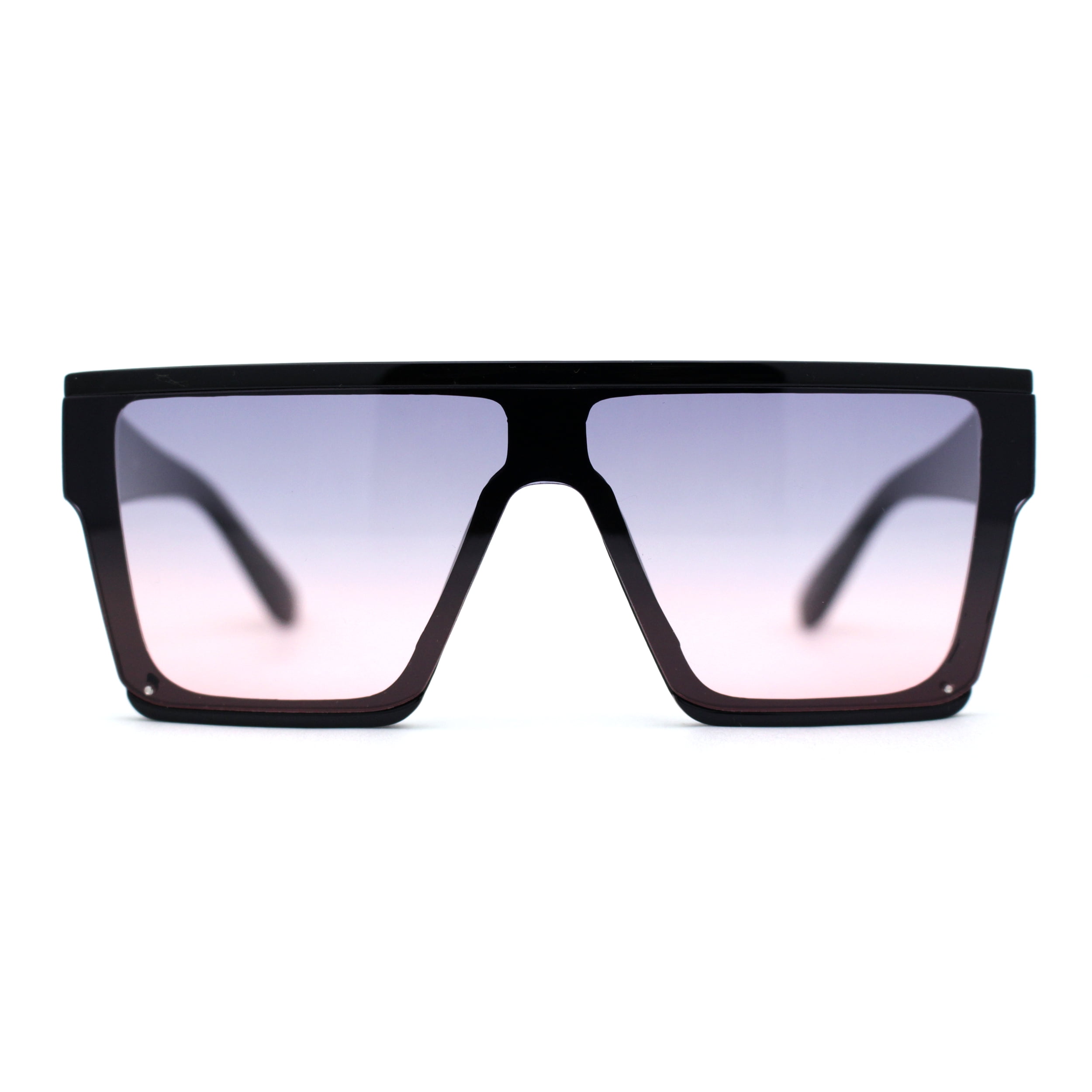 Retro Mobster Squared Flat Top Plastic Rectangular Sunglasses Black