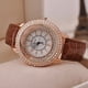thumbnail image 2 of Reloj de pulsera con correa de cuero PU de cuarzo con diamantes de imitación y esfera redonda de moda (marrón), 2 of 2