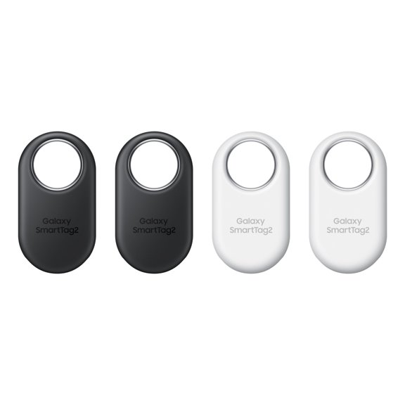 SAMSUNG Galaxy SmartTag2 - Localizador Bluetooth, localizador GPS para Llaves, Cartera, Equipaje, Uso con teléfonos y Tablets Android 11 o Posterior - 4 Unidades, 2 Negras y 2 Blancas