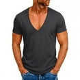 thumbnail image 4 of KyCheLot Men's Deep V Neck Tshirts Textured Slim Workout Short Sleeve Muscle Shirts Casual Tops, 4 of 7