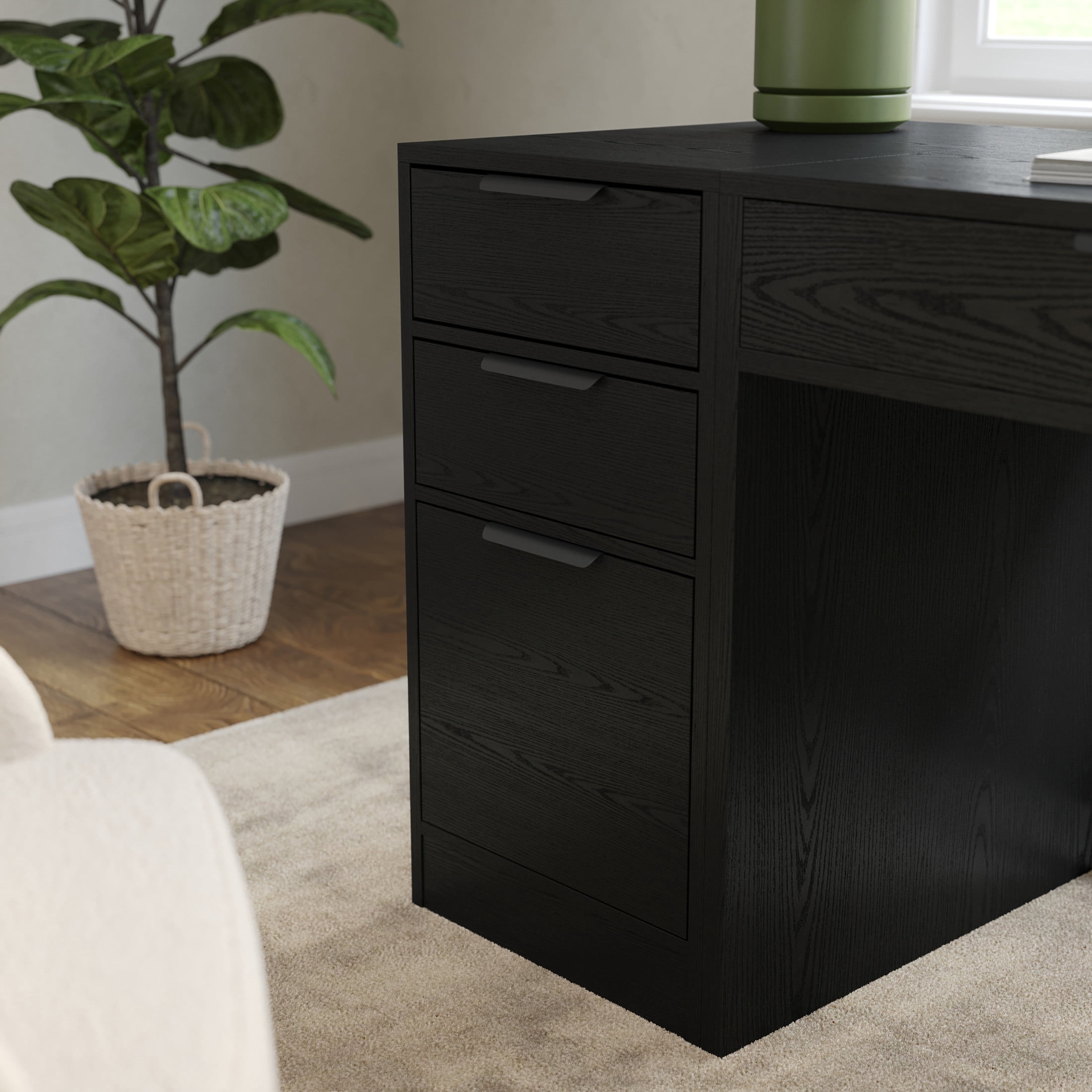 Martha Stewart Home Office Modular 3 Drawer File Cabinet in Black with Oil Rubbed Bronze Hardware