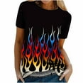 thumbnail image 4 of Plus Size Tops for Women Viikei 2025 Summer Womens Tops Under $5 Women's Crewneck Short Sleeves Flame Printed Pattern Casual Tops Blouse Print Shirt, 4 of 9
