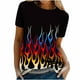thumbnail image 4 of Puntoco Mujer Cuello Redondo Manga Corta Llama Impreso Patrón Casual tops Blusa Estampado Camisa Puntoco Puntoco-263, 4 of 9