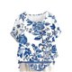 thumbnail image 1 of Camisetas de Manga Corta para las Mujeres Casual Cuello Redondo Cómodo de Lino Camiseta Botón Blusa Top Verano Manga Corta para las Mujeres, 1 of 5