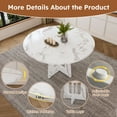 thumbnail image 4 of PORKISS 47" Coffee Table, Round Dining Table for 4-6 People, Modern Wooden Kitchen Table for Dining Room, Kitchen, Living Room, Marble-White (Only Table), 4 of 10