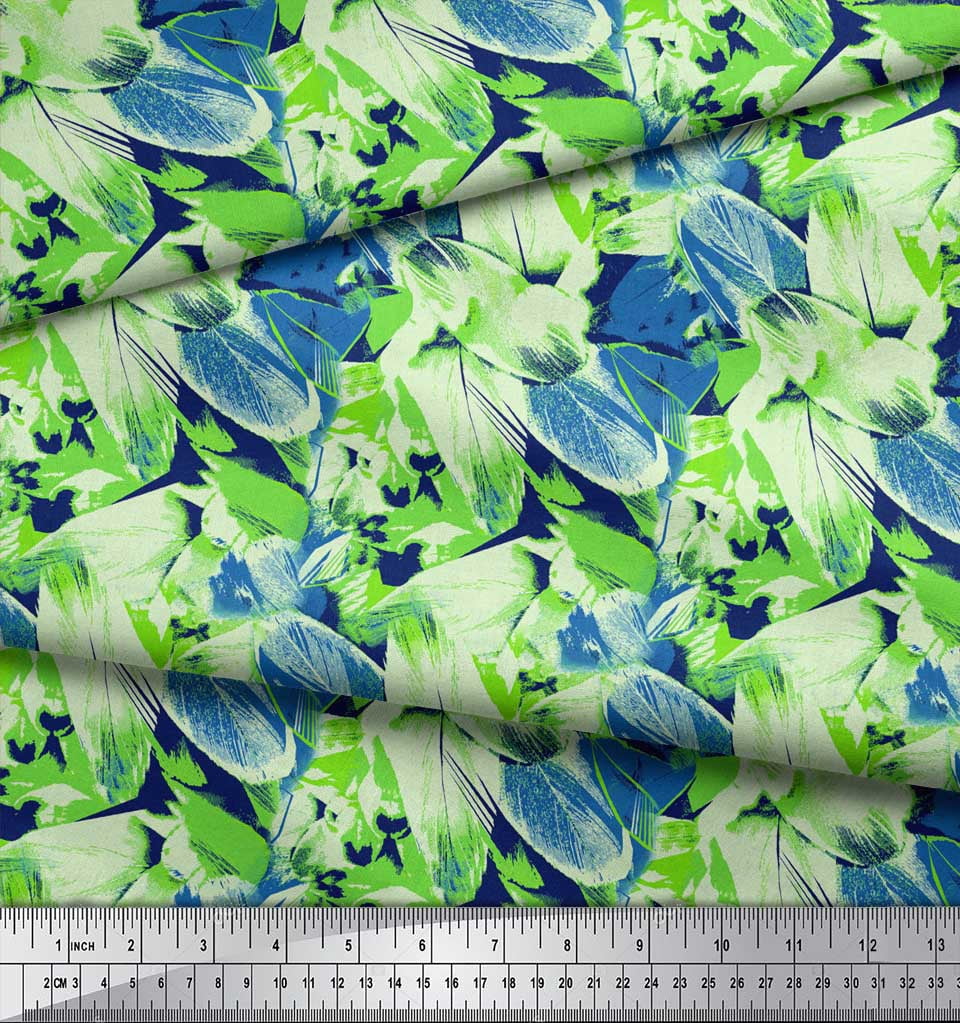 Soimoi Blue Heavy Canvas Fabric Brush Stroke Abstract Print Sewing Fabric Yard 58 Inch Wide