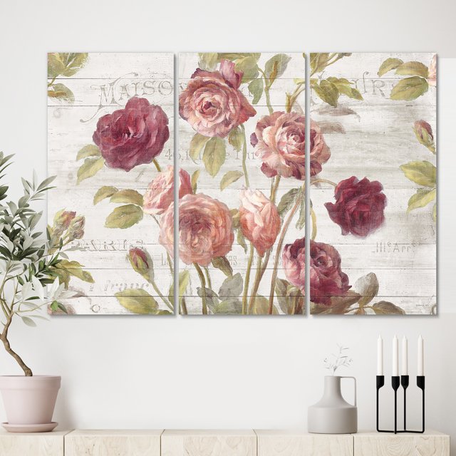 Designart - French Roses I - Farmhouse Premium Canvas Wall Art