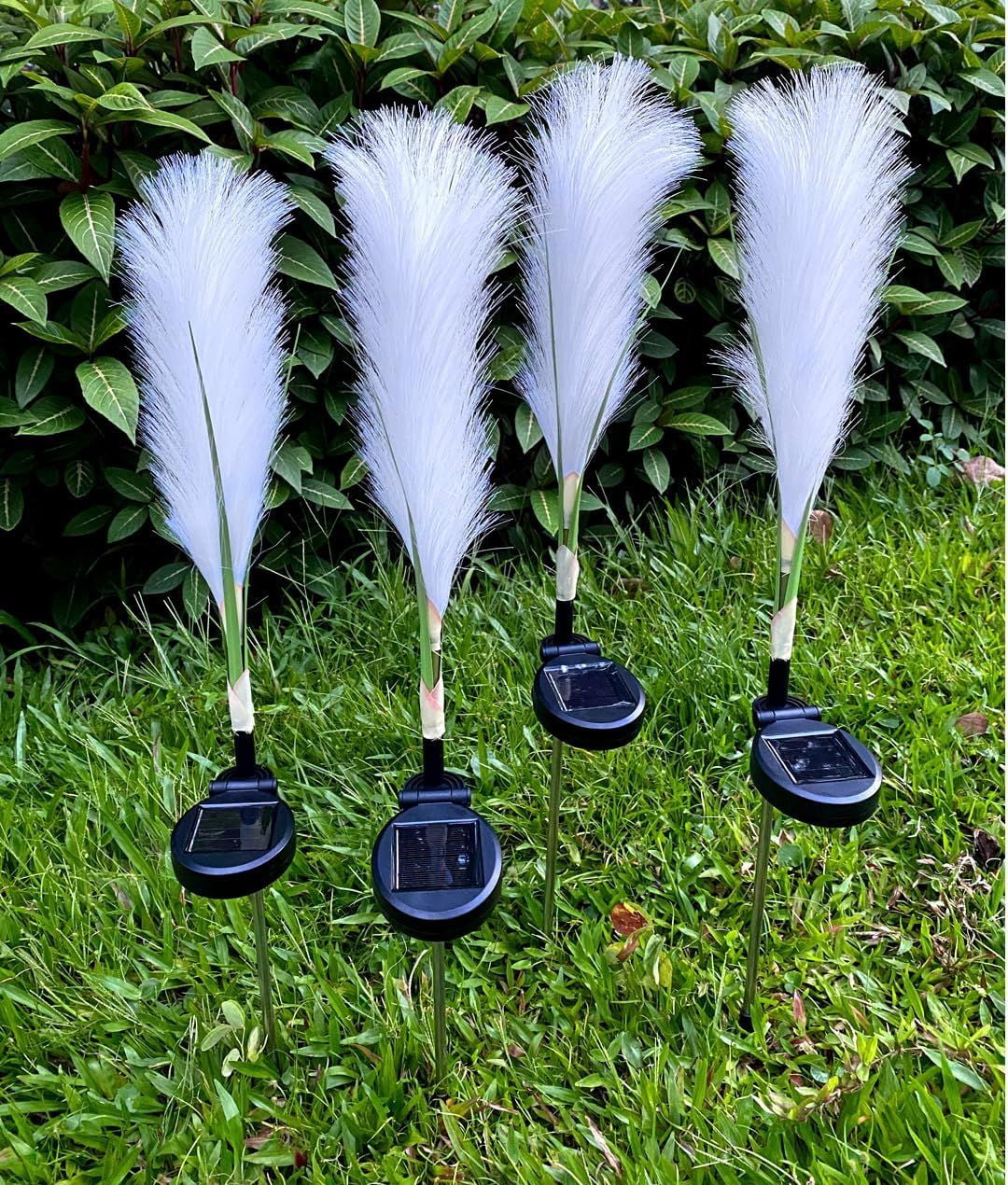 Solar Garden Lights Outdoor Waterproof 4 Pack Solar Flower Lights Decorative Landscape Lighting Pathway Patio Yard Decor Solar Reed Garden Lights