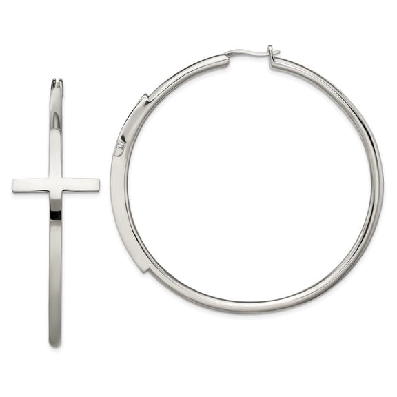 Auriga Fine Jewelry Stainless Steel Large Cross Hoop Earrings for Women