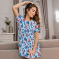 thumbnail image 3 of Naloa Sailboats On A Waves Print Women Nightgowns,Womens Loungewear,Short Sleeve Sleepwear,Comfy Ladies Nightdress, 3 of 6