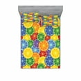 thumbnail image 2 of Ambesonne Abstract Fitted Sheet & Pillow Sham Set, Tropic Orange Fruit, Twin, Yellow Blue Green, 2 of 3