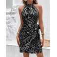 thumbnail image 2 of Robes pour Femmes, Mode d'Été pour Femmes Robe Plissée Imprimée Sans Manches à Col Suspendu avec Fermeture Éclair, 2 of 5