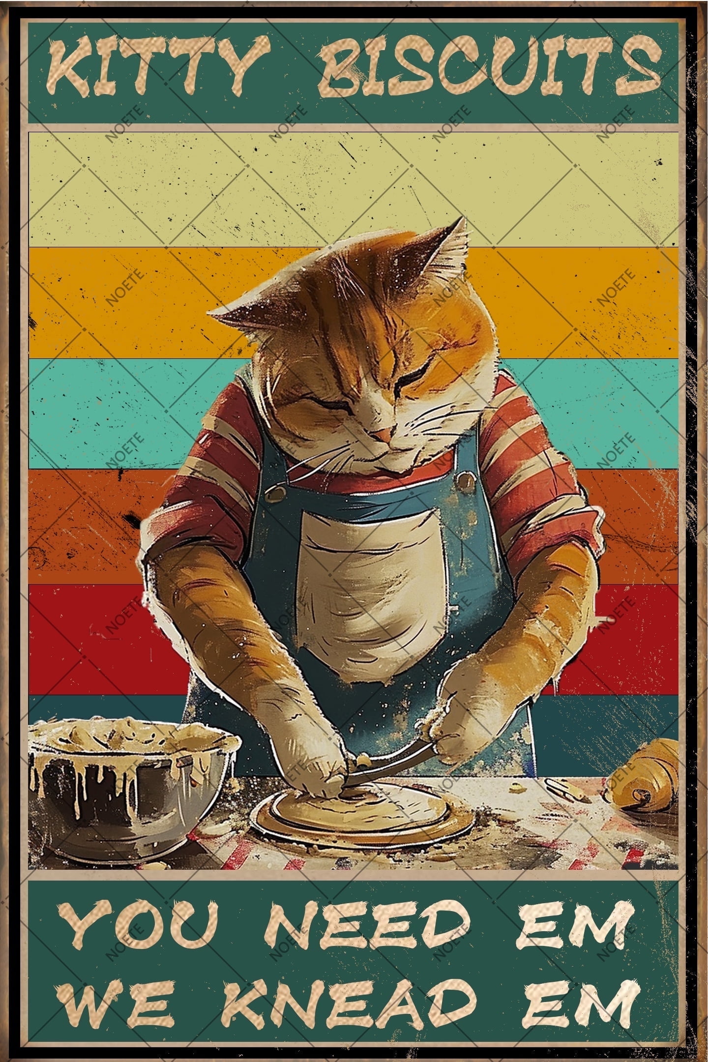 Noete Hang in There Cat Poster Funny Vintage Metal Wall Art Sign