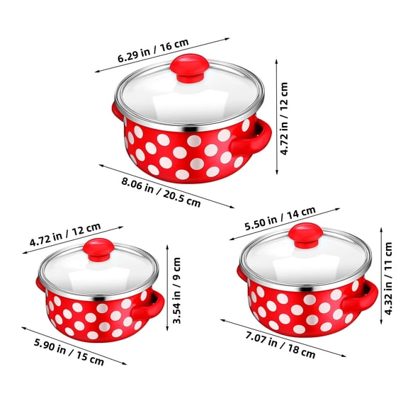 Amosfun Enamel Cooking Pot Set with Double Handles, Perfect for Soups, Stews, and Everyday Cooking, 1 Set