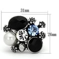 thumbnail image 2 of TK941 - High polished (no plating) Stainless Steel Ring with Synthetic Synthetic Glass in Jet, 2 of 4