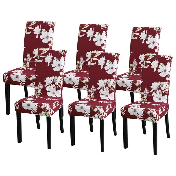 EVOLLER Chair Covers for Dining Room Set of 6,Stretch Kitchen Chair Slipcover 6 Pieces, Parson Chair Cover 6 Pack, Washable and Removable (Romantic)