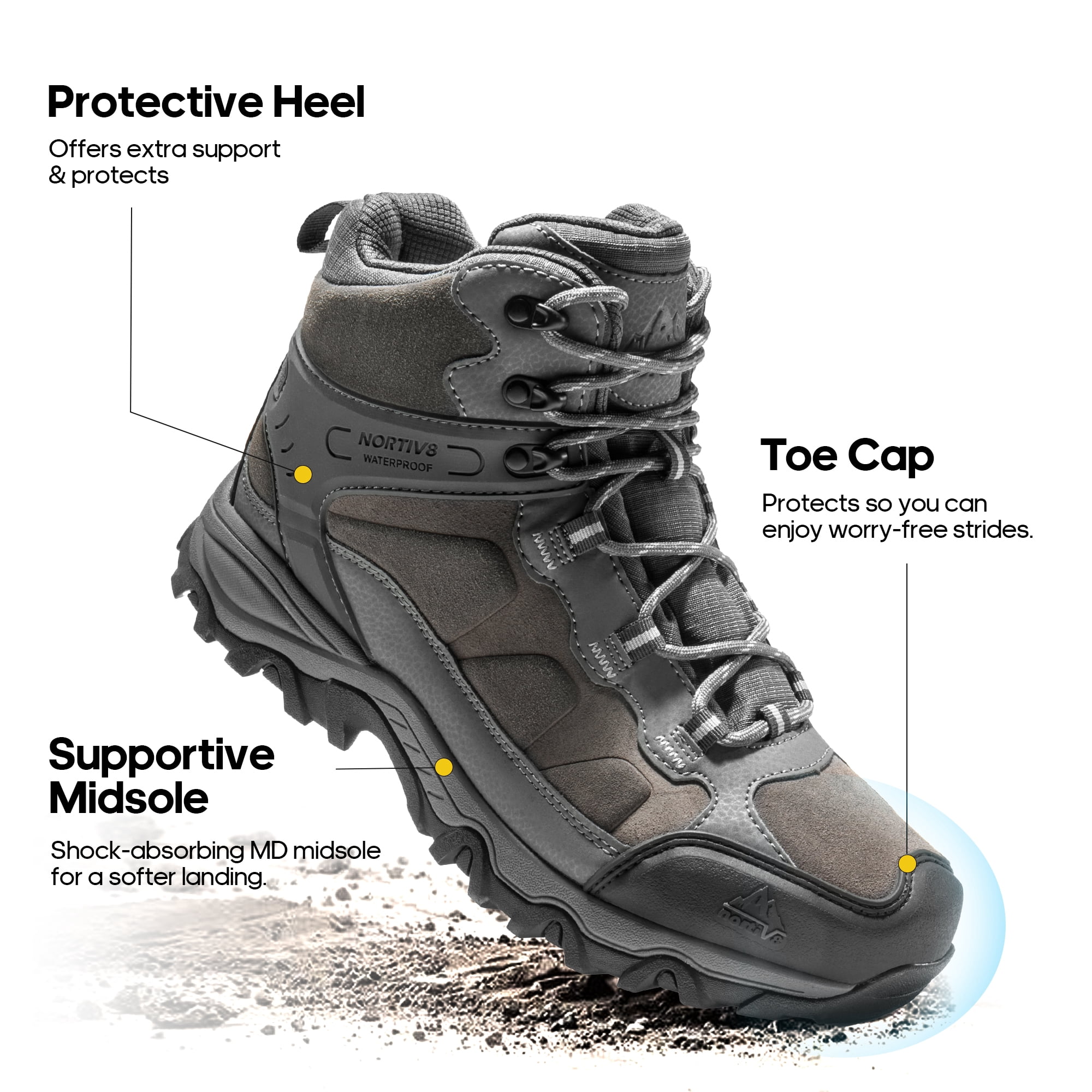 NORTIV 8 Men's Waterproof Hiking Boots Outdoor Mid Trekking Lightweight Mountaineering Shoes