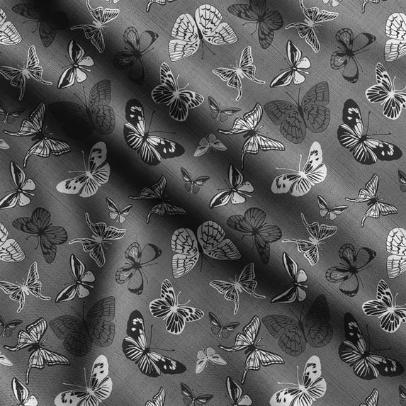 Soimoi Insect Print, Silk Fabric, Decor Sewing Fabric by The Yard 42 Inch Wide,Decorative Fabric for Shirts Suits Ties, Gray