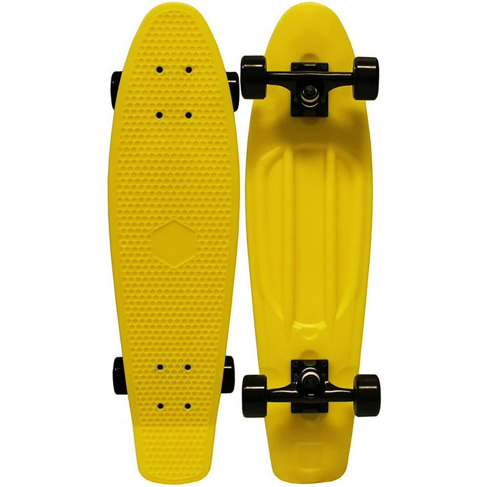28 in Yellow Plastic Skateboard Retro Cruiser 70's Banana Board Style