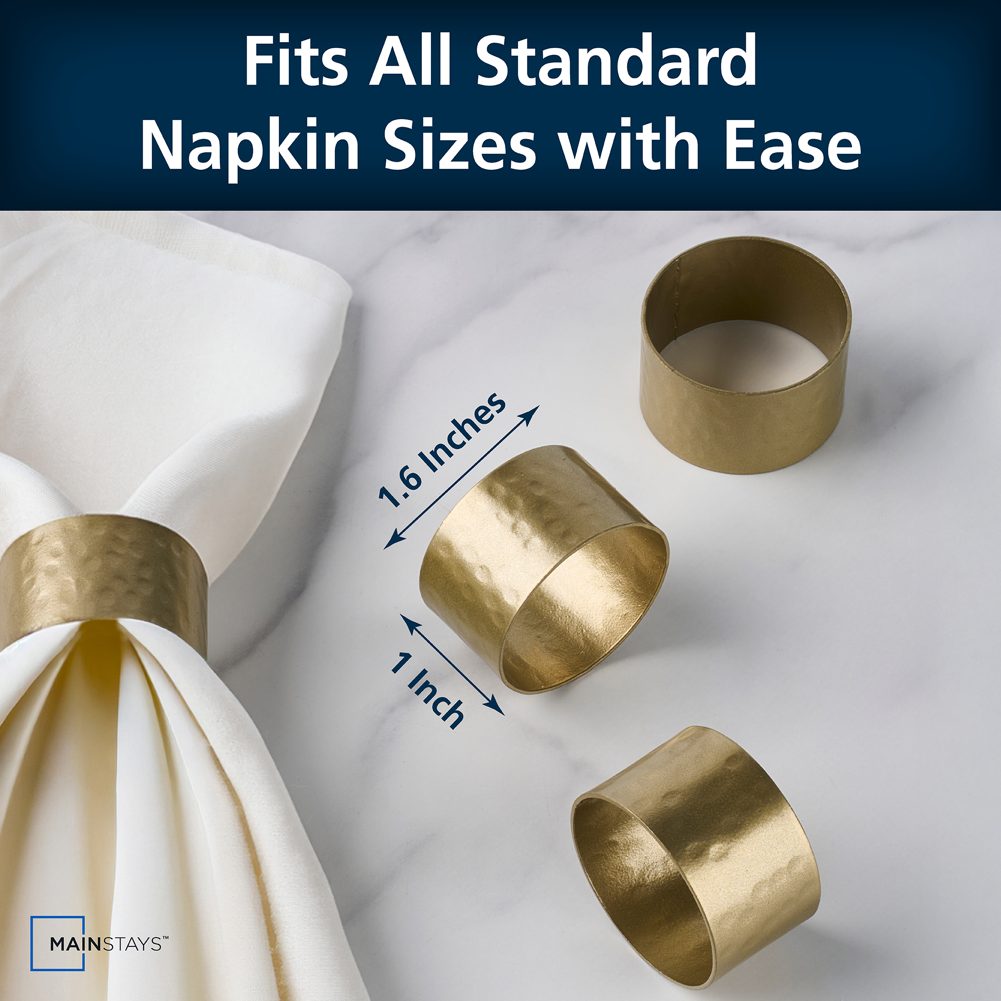 Mainstays Antique Brass Iron Napkin Rings, 4 Count