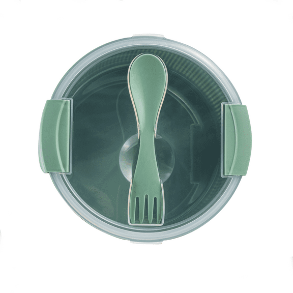 Mainstays Food Storage Bento Container, Round, Green, 47oz Capacity, A Practical Choice for School Lunches and Activities