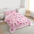 thumbnail image 3 of Homewish Kawaii Bowknot Skeleton Full Size Comforter Sets, Cartoon Guitar Music Bedding Comforter Set, Girly Pink Gothic Cartoon Reversible Bedding Sets, Microfiber Bedroom Decor, 3-Piece, 3 of 8